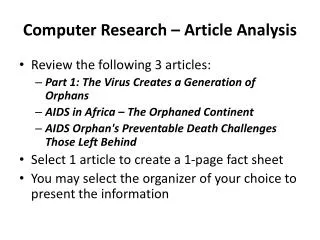 Computer Research – Article Investigation